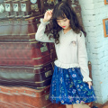 HOT Winter Onling Shopping Fashion Fancy Flower Kids Performance Dress blue one piece long sleeve Autumn princess dresses